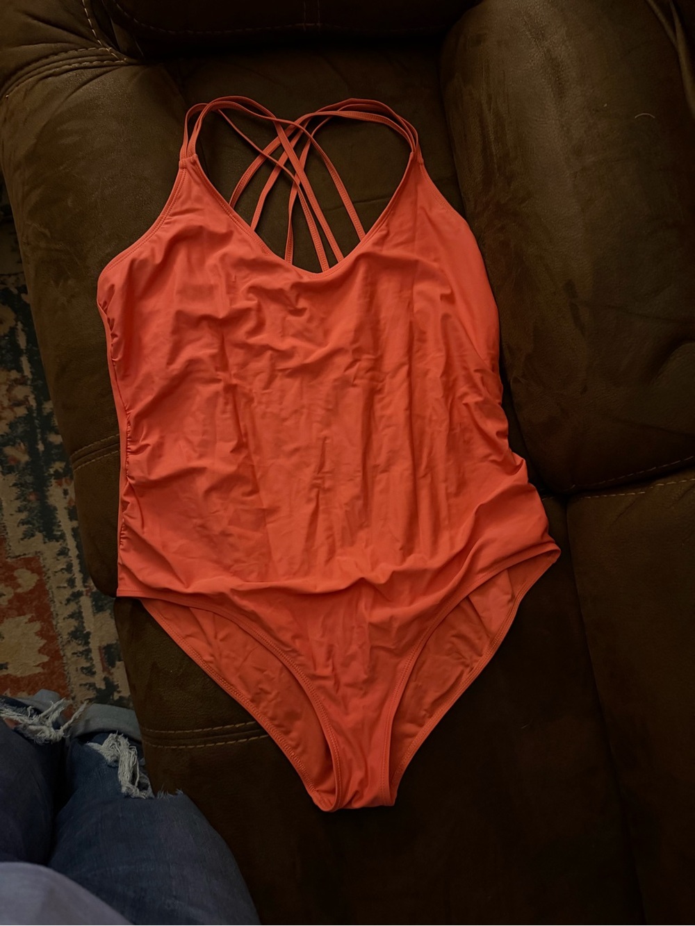 Chic Soul Women's One-Piece Swimsuit in Coral Orange